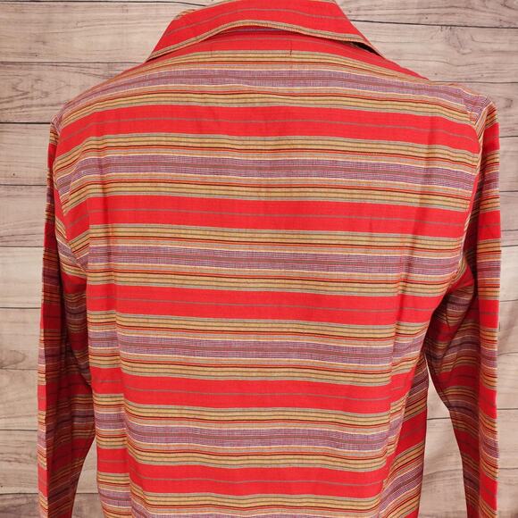 The J Peterman Company Shirt Mens Large Red Stripe Cotton Pullover Pockets - Picture 7 of 10